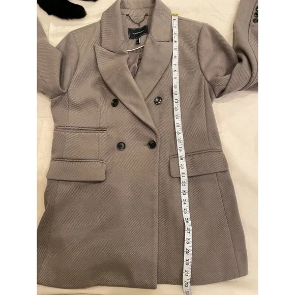 BCBGMAXAZRIA Women's Double Breasted Beige Taupe Grey Jacket Size Large Classic - Picture 5 of 7